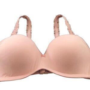 Aerie Real Happy Pink Wireless Push Up Bra 34DD Adjustable Lace Straps
